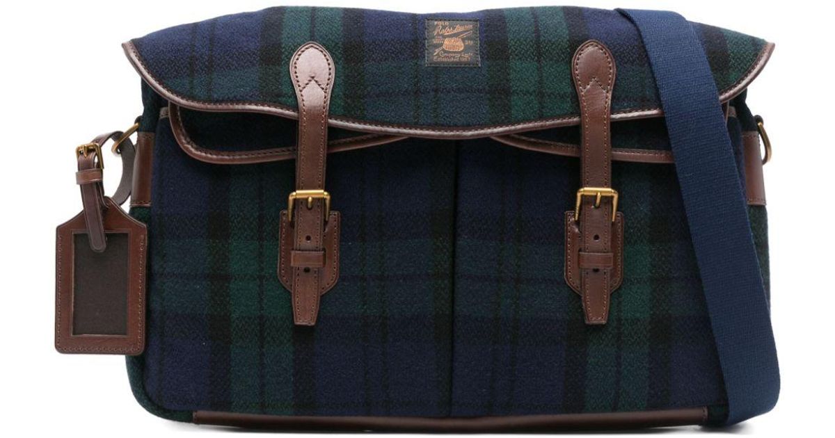 バッグ Polo Ralph Lauren Tartan Check messenger RALPH LAUREN Brown Green Tartan Plaid Crossbody Messenger