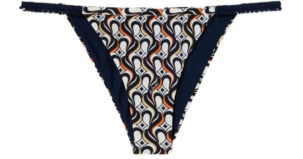 La DoubleJ Fonda Geometric-Print String Bikini Bottom in Blue | Lyst