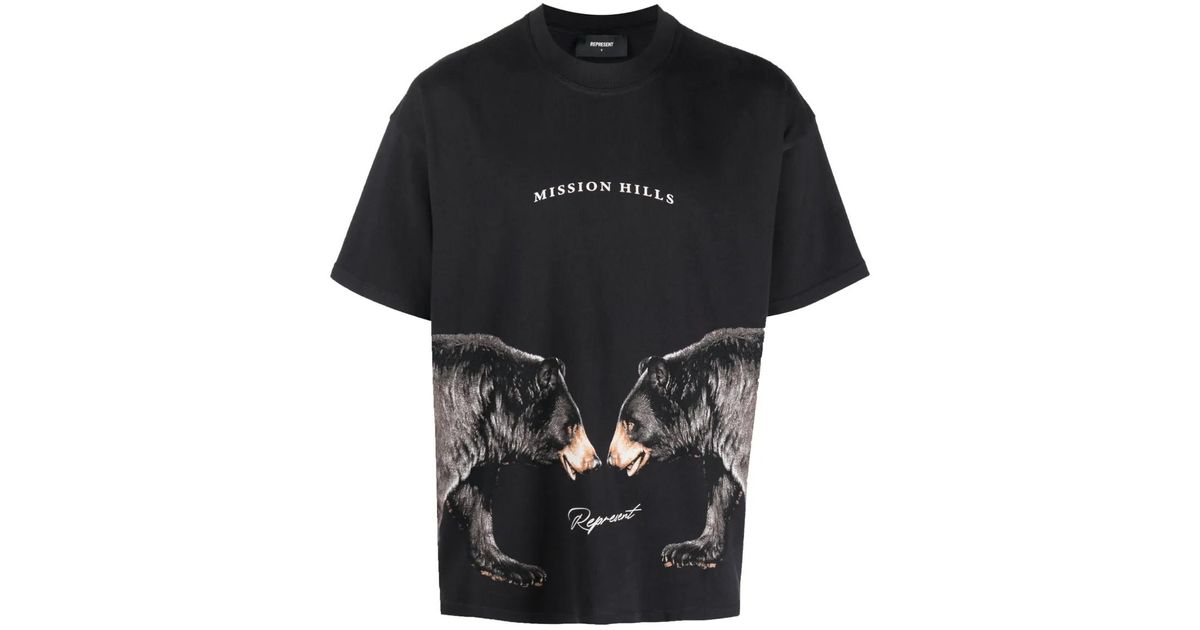 T-shirt Homme Ours Graphique – Taille M, Noir, Coton – Imprimé Sur Tout Le Vêtement – Occasion En Excellent état