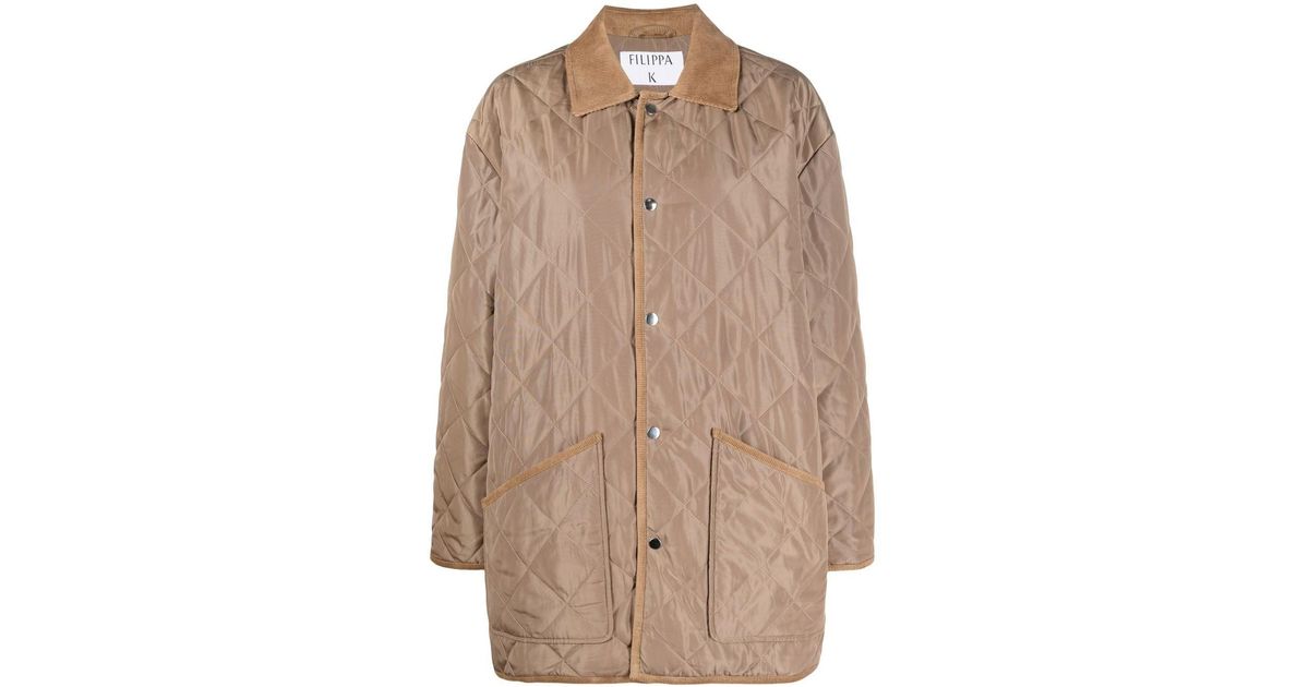 Filippa K Quilted Buttoned Jacket in Brown | Lyst