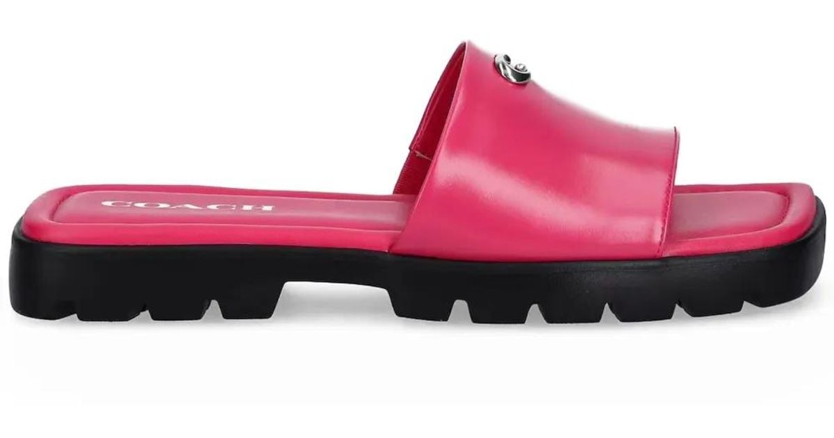 COACH Florence Slider Sandals in Pink | Lyst