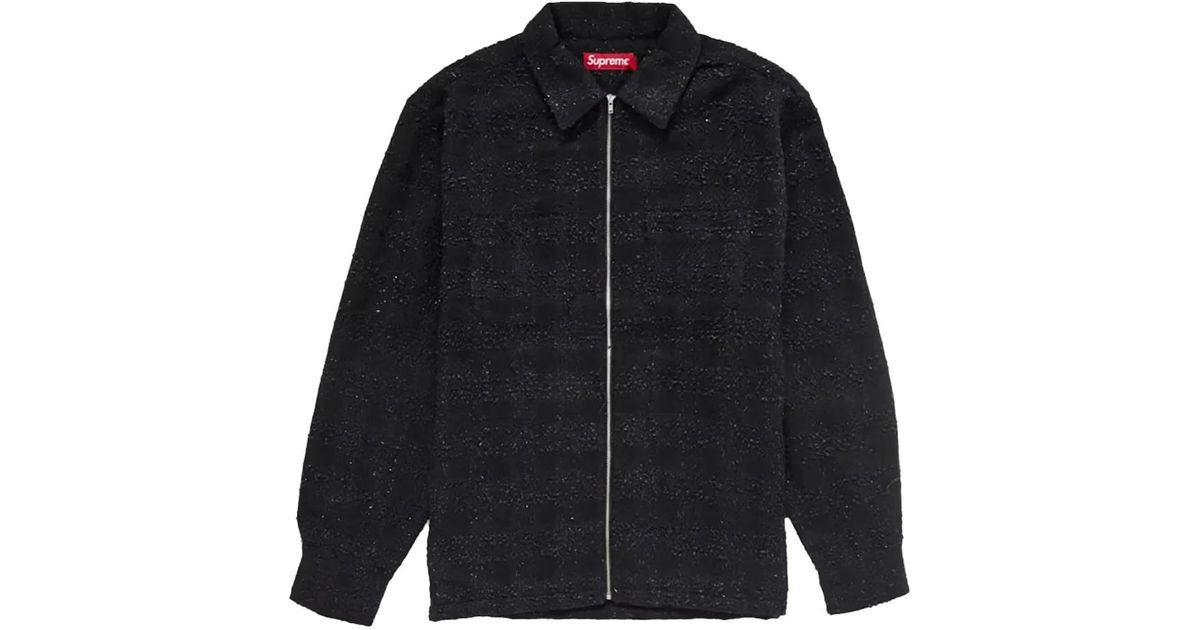 Supreme Bouclé Zip-Up Shirt in Black for Men | Lyst