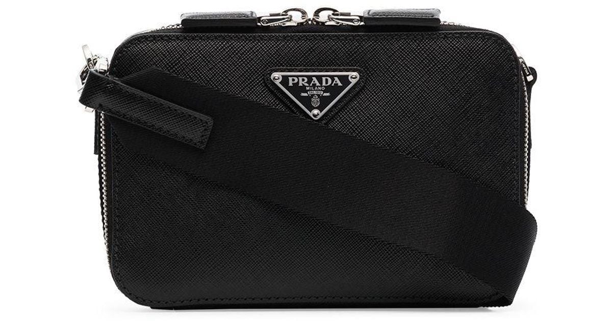 Prada Saffiano Brick Crossbody Bag in Black for Men | Lyst