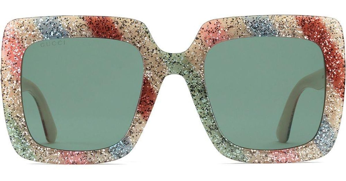Gucci Acetate Glitter Zonnebril Met Vierkant Montuur in het Wit | Lyst NL