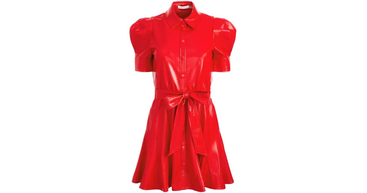 Alice + Olivia Lurlene Faux Leather Dress in Red | Lyst Alice + Olivia Lurlene Faux Leather Dress in Red | Lyst