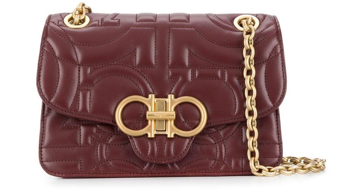 Ferragamo Gancini Quilted Leather Crossbody Bag in Red Lyst