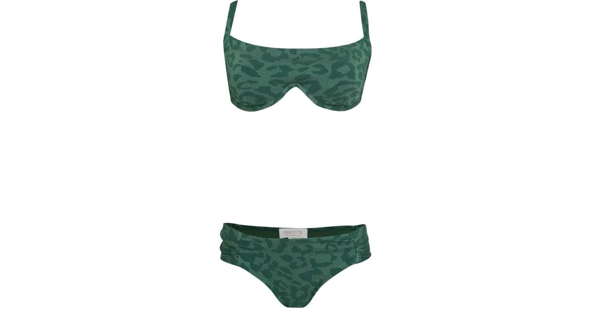 Brigitte Bardot Diana Animal Print Bikini In Green Lyst UK brigitte-bardot-diana-animal-print-bikini-in-green-lyst-uk