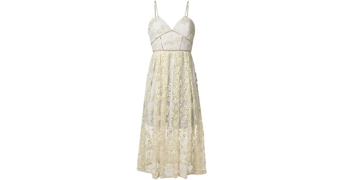 Self portrait floral top embroidered mesh midi dress