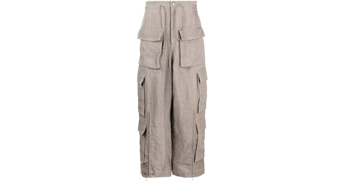 Hed Mayner Wide-leg Linen Trousers in Grey for Men | Lyst UK