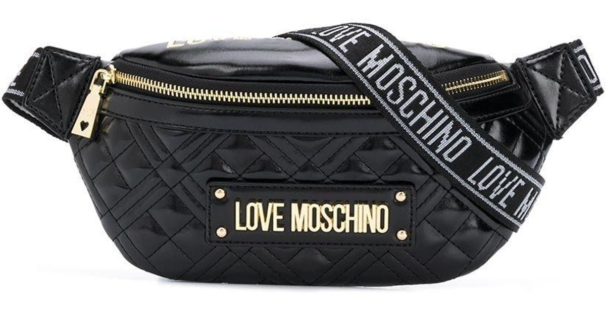 Love Moschino Quilted Belt Bag in Black - Lyst