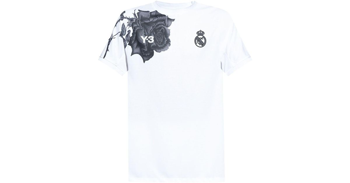 Y-3 X Real Madrid Warm Up Rose-Print T-Shirt in White for Men