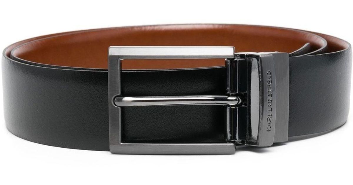 Hombre Accesorios de Cinturones de Cinturón con hebilla del logo Karl Lagerfeld de Cuero de color Negro para hombre 