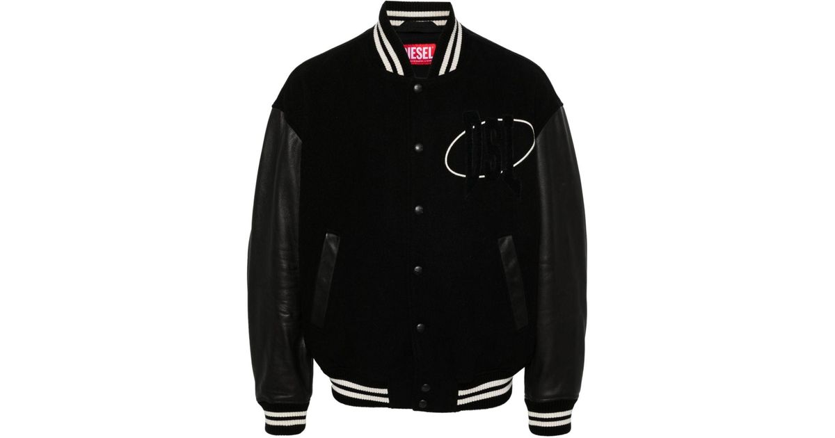 メンズ DIESEL L-franz パッチ ボンバージャケット ブラック | Lyst