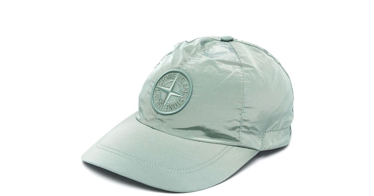 Stone Island Embroidered Logo Baseball Cap in Green for Men - Lyst
