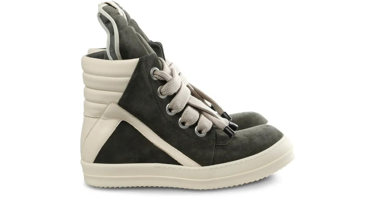 Rick Owens Jumbolace Geobasket Sneakers in Green for Men | Lyst