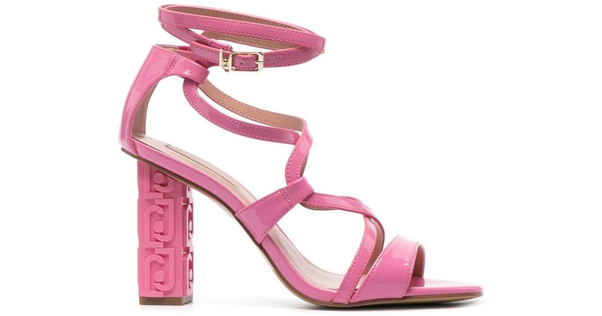 Liu Jo 100mm Patent-leather Sandals in Pink | Lyst