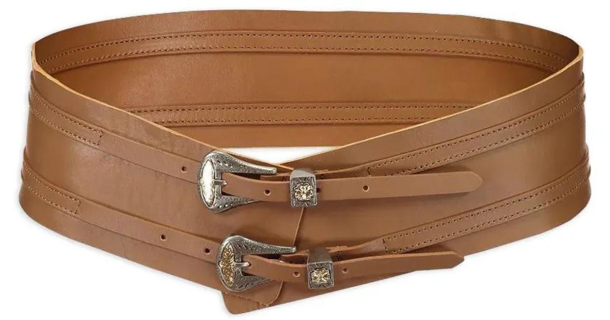 Streets Ahead Double-Buckle Leather Belt in Brown | Lyst