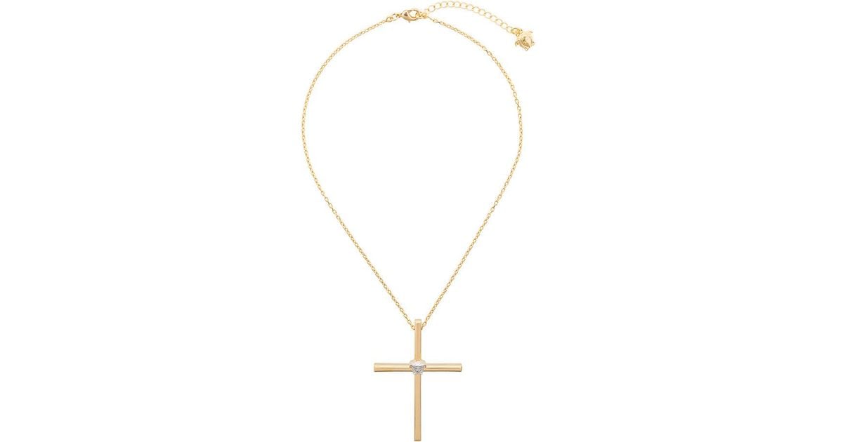 Versace Cross Necklace in Metallic for 