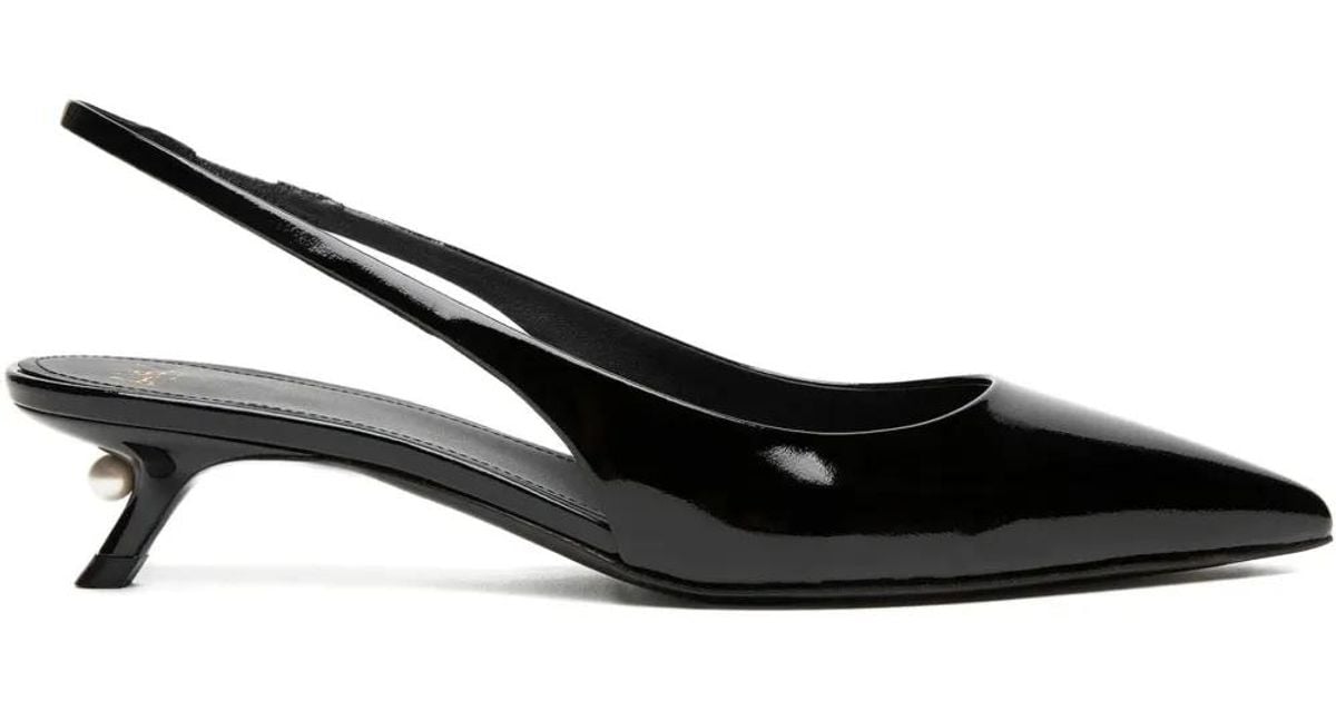 ALEVI 35Mm Pearl-Embellished Slingback Pumps in Black | Lyst UK