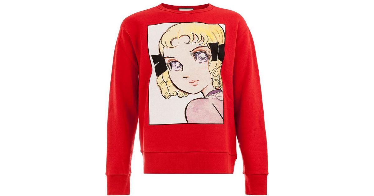 Gucci Cotton Anime Print Jumper in Red 