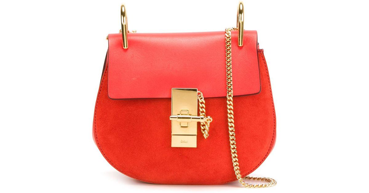 Chloé Drew Mini Leather Shoulder Bag in Red | Lyst Australia