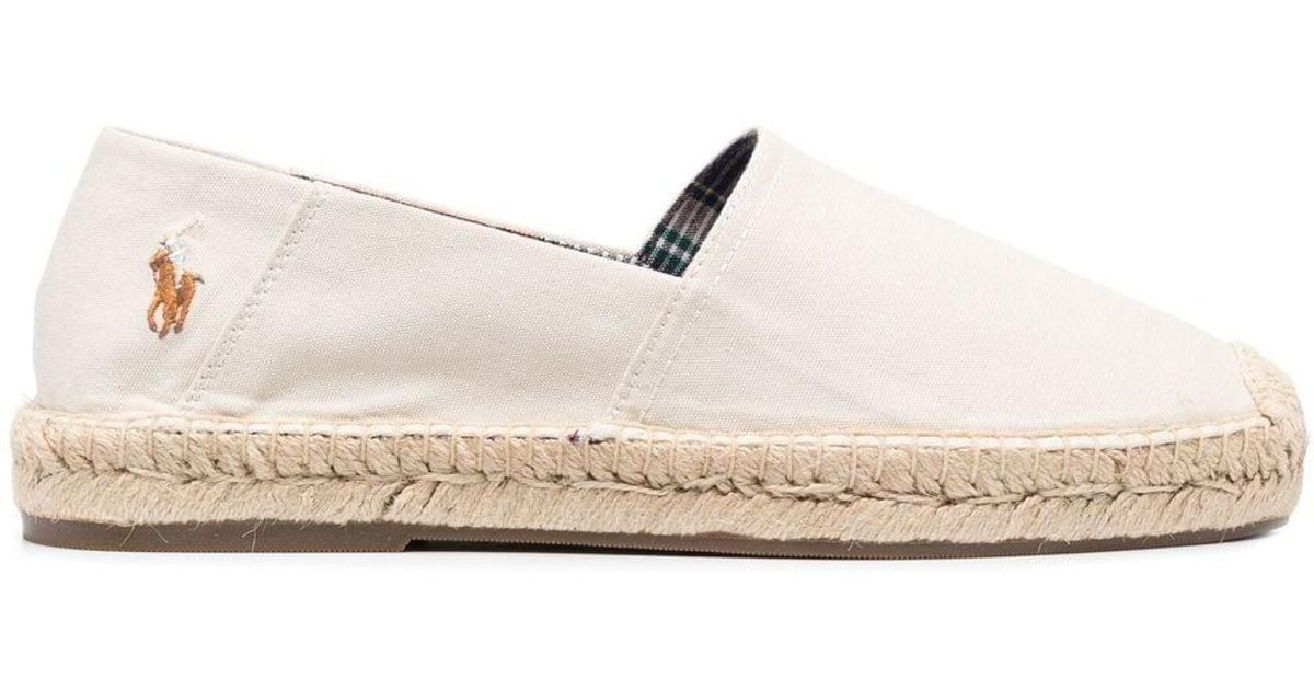 Polo Ralph Lauren Embroidered-logo Cotton Espadrilles in Natural for