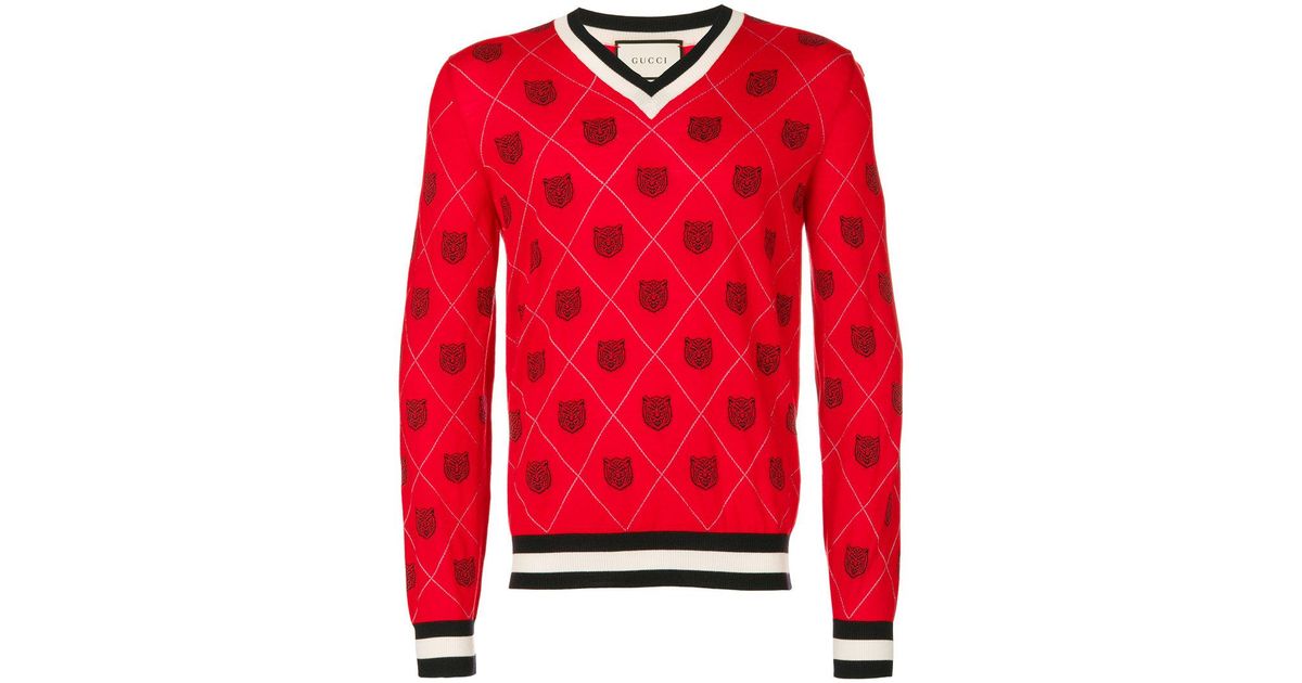 gucci red tiger sweater