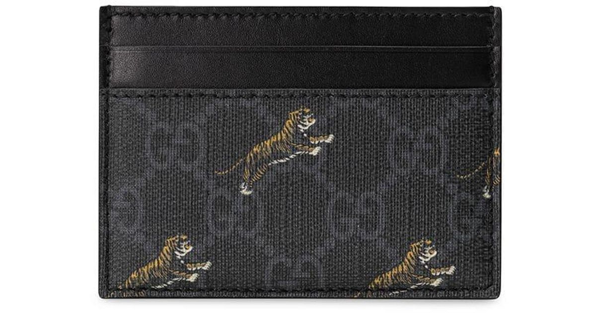 Gucci 'gg' Portemonnaie Mit Tiger-print In Schwarz