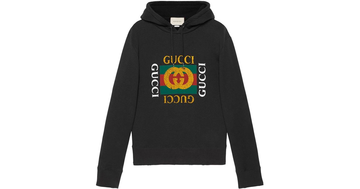 Gucci Cotton Fake Logo Oth Hoodie in Black for Men - Save 16% - Lyst