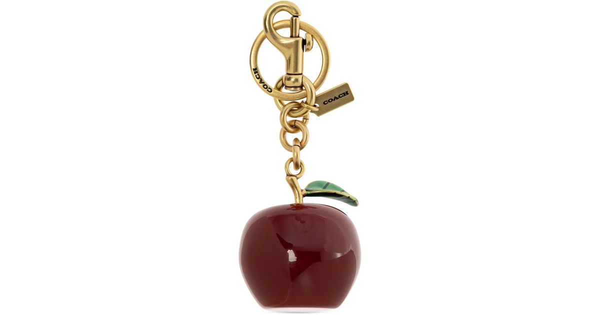 COACH Small Apple-Motif Bag Charm in White | Lyst