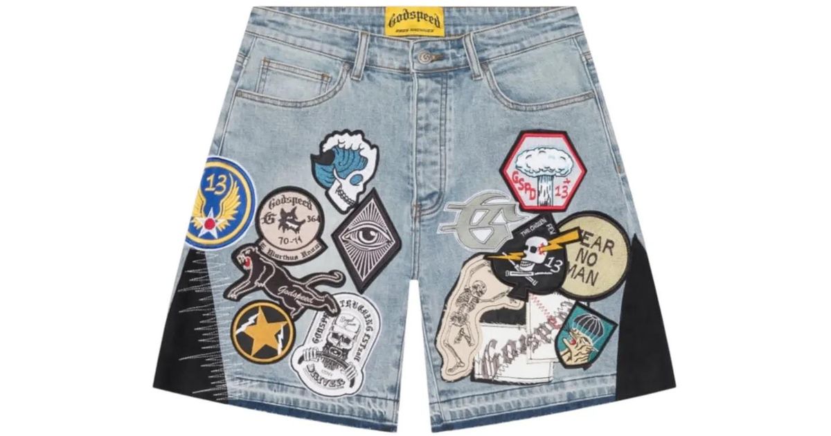 Godspeed Patchwork Denim Shorts in Blue for Men | Lyst UK