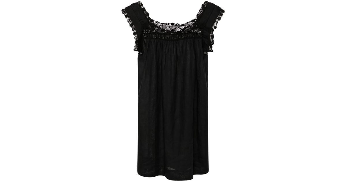Doen Almadia Lace-Trim Dress in Black | Lyst