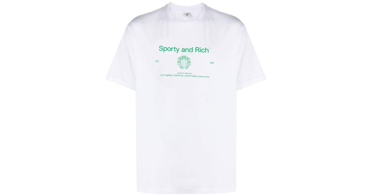 Sporty & Rich Baumwolle T-shirt Aus Baumwoll-jersey Mit Print in Weiß Damen Bekleidung Oberteile T-Shirts 