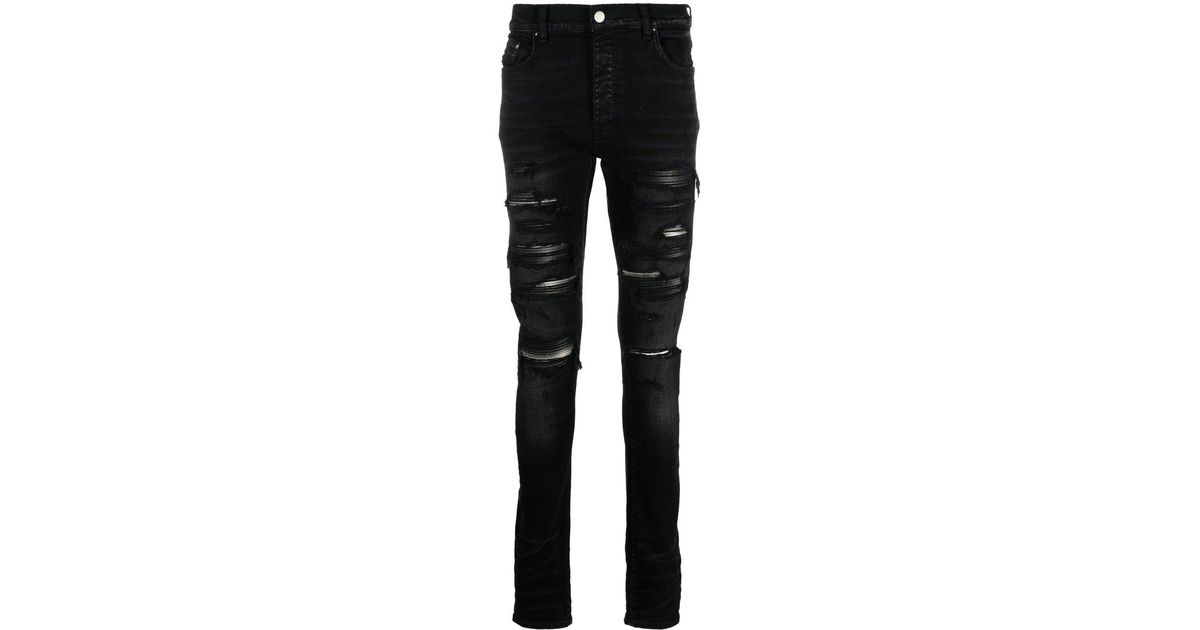 Amiri Denim Thrasher Distressed Skinny Jeans in Black for Men | Lyst