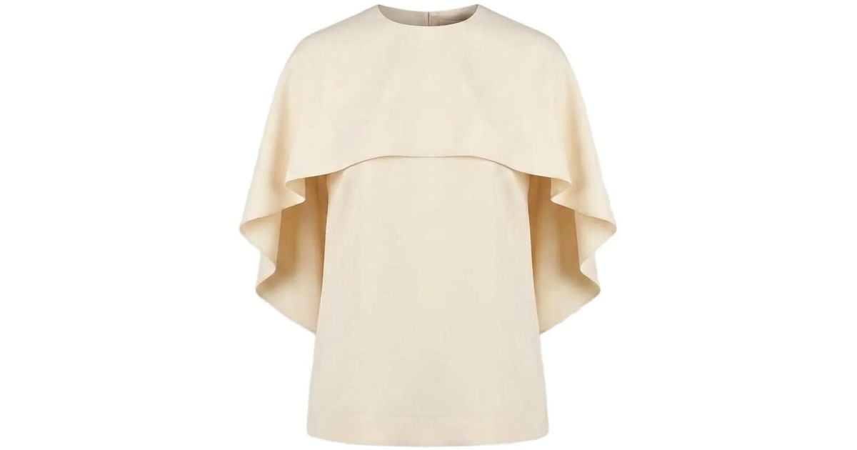 Alberta Ferretti Cape-Panel Blouse in Natural | Lyst