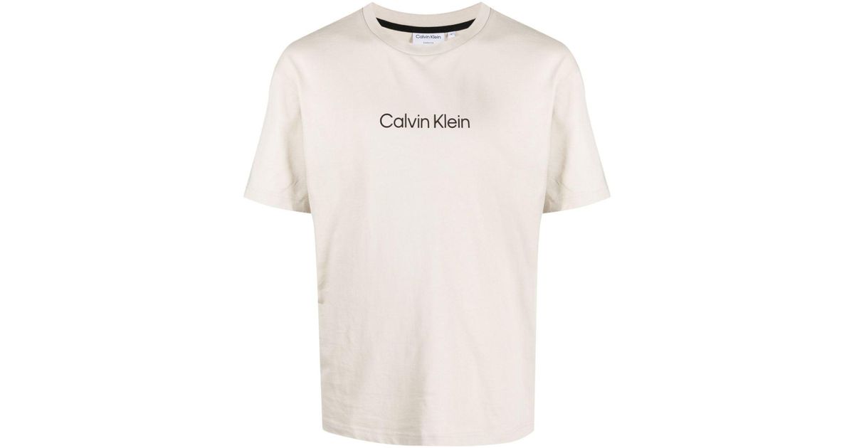 Calvin Klein Logo-print Cotton T-shirt in Natural for Men | Lyst