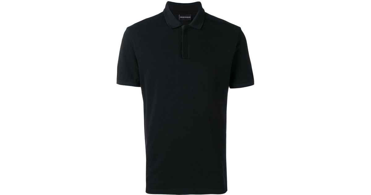 Emporio Armani Cotton Logo Tape Polo Shirt in Black for Men | Lyst UK