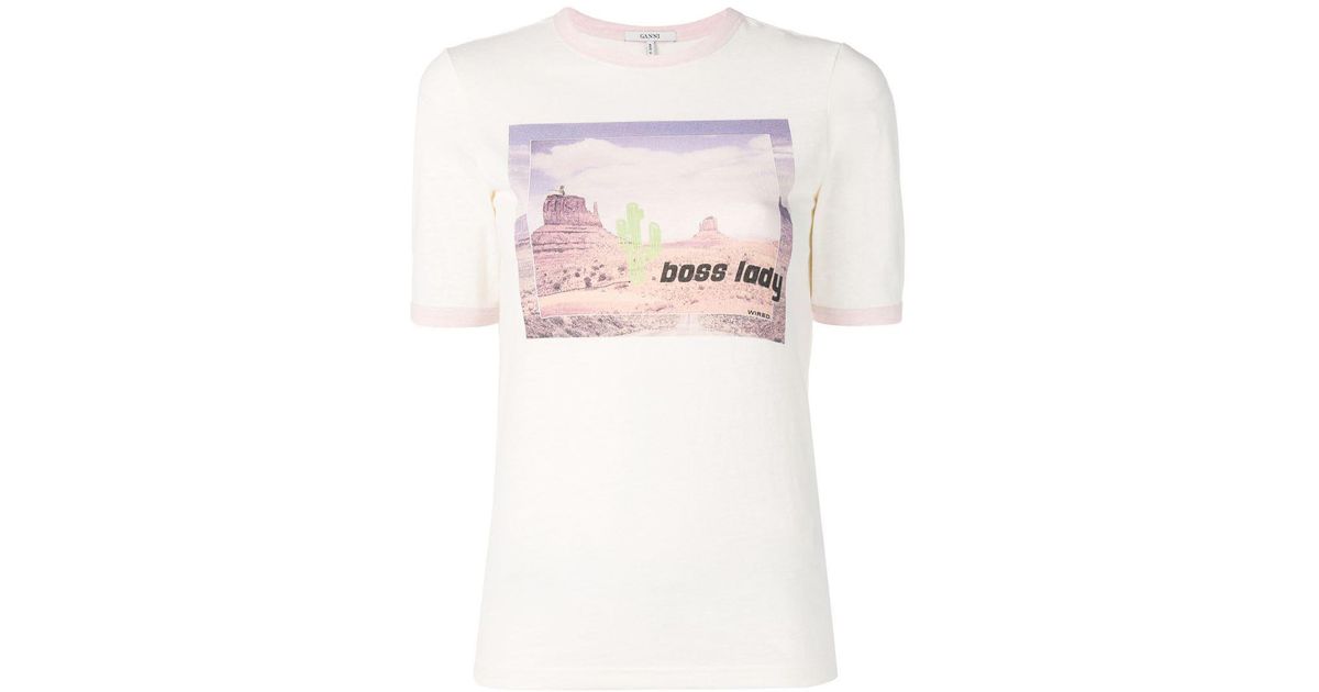Ganni boss Lady T shirt in White Lyst Canada