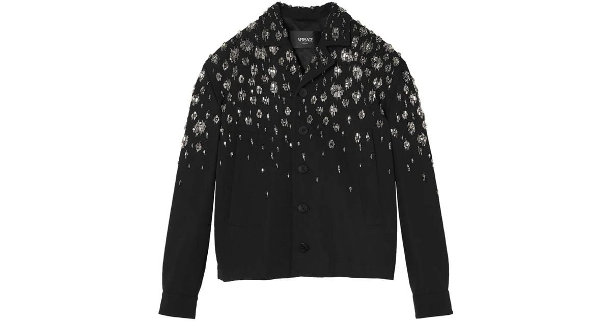 Versace Crystal-Embellished Jacket in Black for Men Lyst Australia