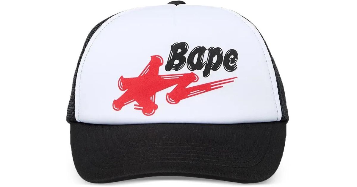 A Bathing Ape Star Trucker Cap in Red for Men | Lyst