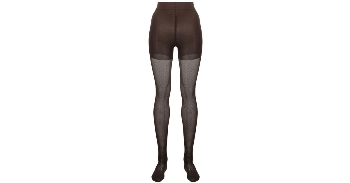 Wolford Control Dots Stretch Tights in Gray Lyst