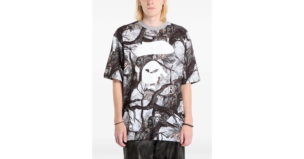 A Bathing Ape Tree Edge Camo Ape Face T-Shirt in Black | Lyst