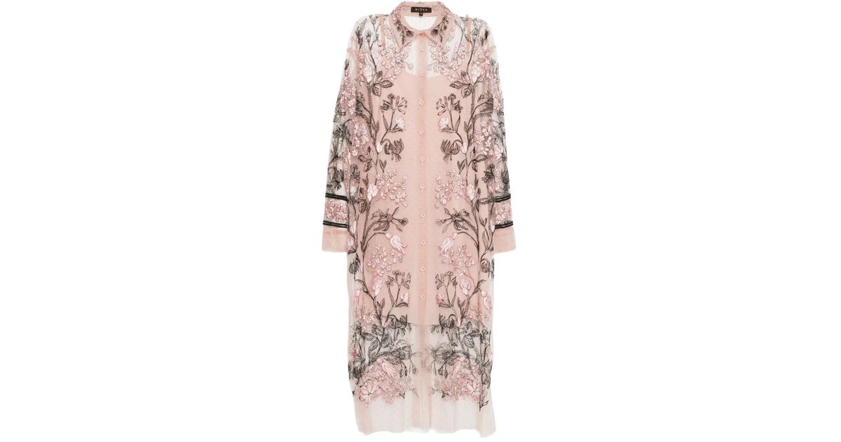 Biyan Floral Embroidered Dress in Pink | Lyst