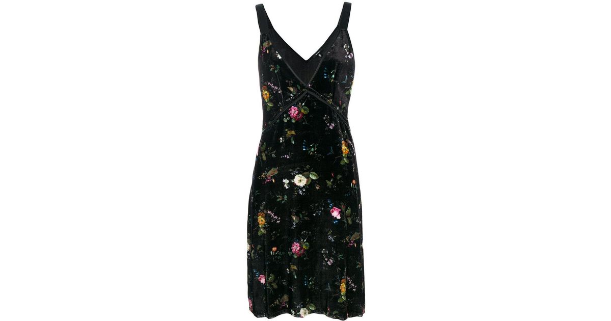 R13 Floral Velvet Slip Dress in Black - Lyst