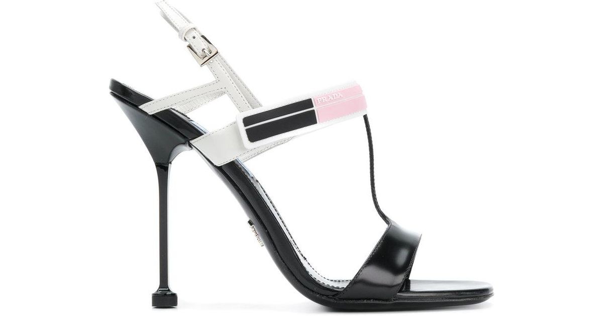 prada black strappy heels