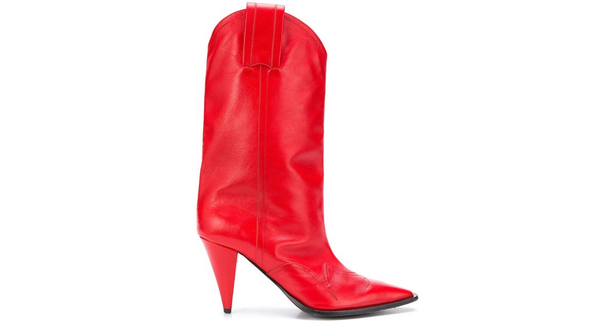 red pointed toe boots