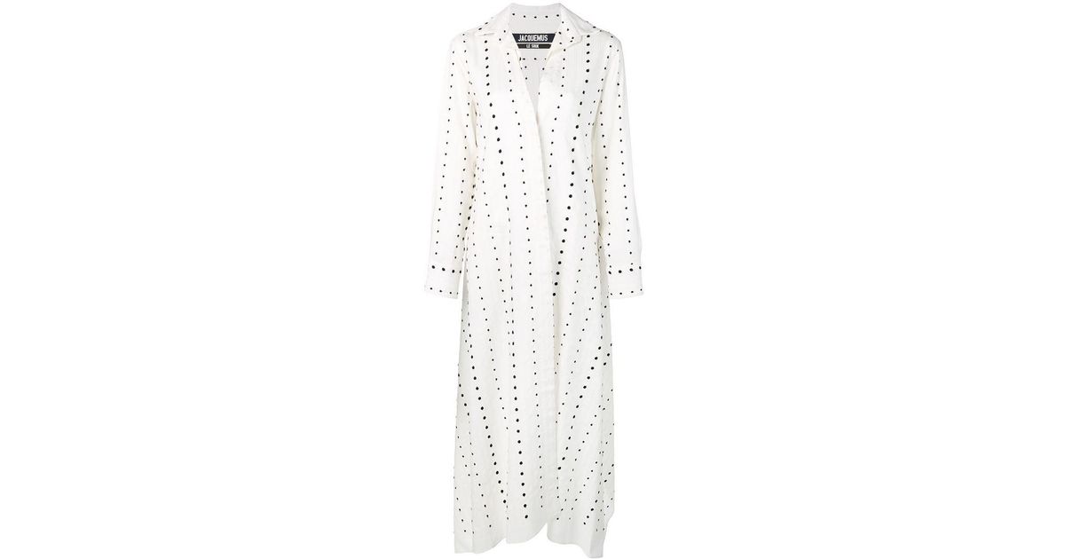 black and white polka dot shirt dress