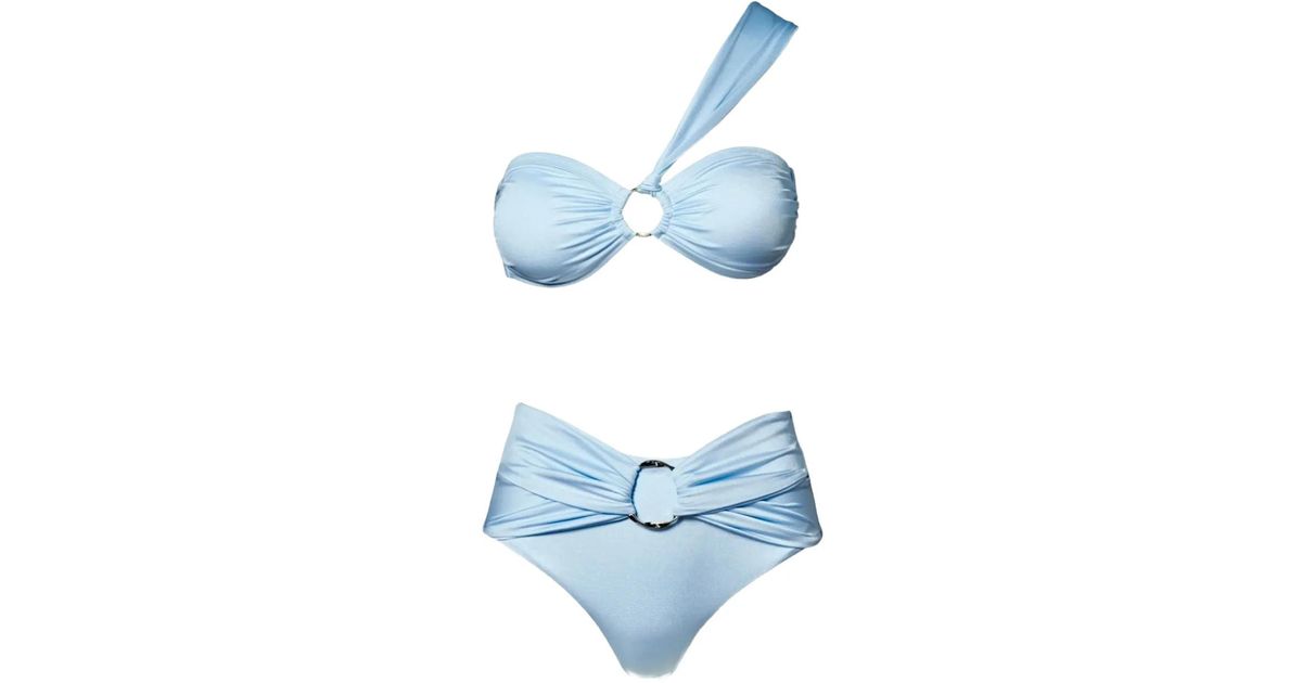 SOFIA ERHAN Ring Detail One Shoulder Bikini In Blue Lyst