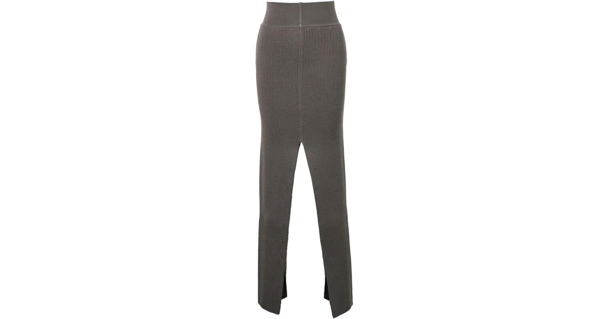 Rick Owens Slit-Design Midi Skirt in Grey | Lyst UK
