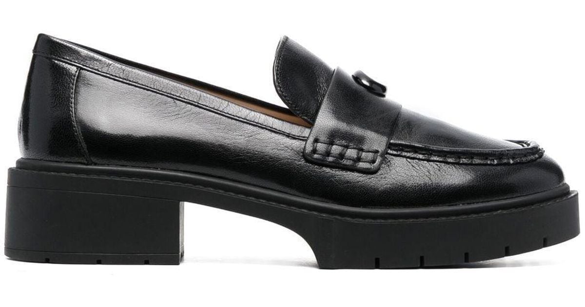 COACH Leah Chunky Sole Leather Loafers in Black Lyst
